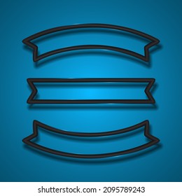 Black simple banner. Black banner. Black border. Black frame. Horizontal banner. R