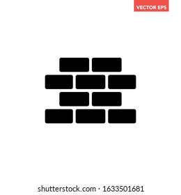 Black simple building up brick wall icon, simple structure pattern flat design infographic pictogram for app logo web button ui ux interface elements, vector isolated on white background