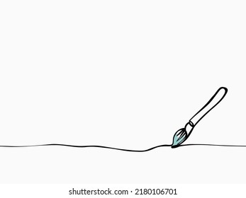 black simple childish continuous lines art of paint brush for back to school time with copy space seamless pattern vector design for background, wallpaper, texture, cover, label, banner etc. 