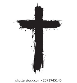 Black Simple Christian Cross with Grunge Texture