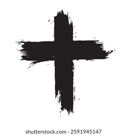 Black Simple Christian Cross with Grunge Texture