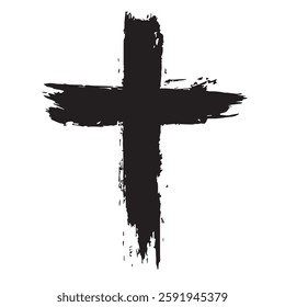 Black Simple Christian Cross with Grunge Texture