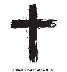 Black Simple Christian Cross with Grunge Texture