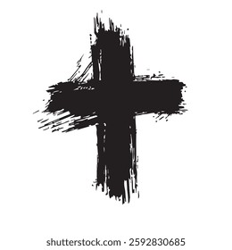 Black Simple Christian Cross with Grunge Texture