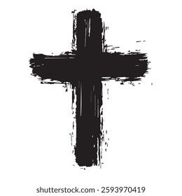 Black Simple Christian Cross with Grunge Texture