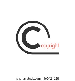 black simple copyright symbol. concept of law sign, free, literary property. isolated on white background. flat style trend modern logo design vector illustration