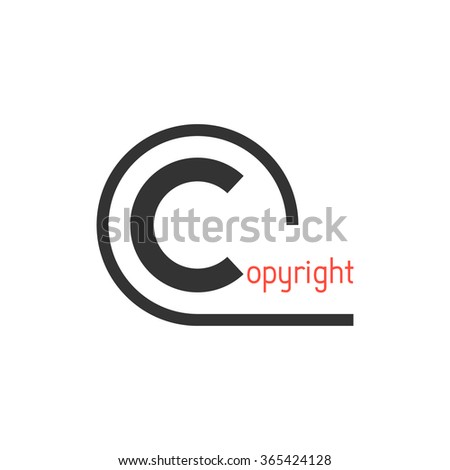 black simple copyright symbol. concept of law sign, free, literary property. isolated on white background. flat style trend modern logo design vector illustration