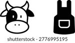 Black simple cow silhouette icon on square background vector illustration