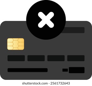 Black Simple Debit Card with Cross Icon