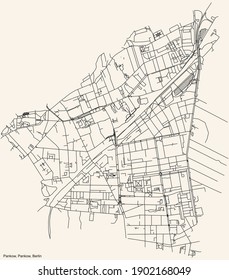 Black Simple Detailed Street Roads Map On Vintage Beige Background Of The Neighbourhood Pankow Central Locality Of The Pankow Borough Of Berlin, Germany