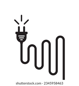 icono negro simple de enchufe eléctrico como el cable de alimentación. tendencia plana conector moderno diseño gráfico de logotipo de conector elemento web aislado en fondo blanco. concepto de conexión fácil o defectuosa para la fuente de alimentación