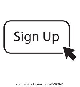 black simple finger presses on sign up button