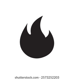 Black Simple fire silhouette vector illustration on white background.