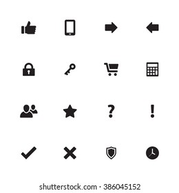 black simple flat miscellaneous icon set for web design, user interface (UI), infographic and mobile application (apps)