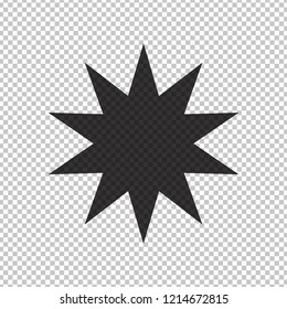 Black simple flat style light star flares  isolated on transparent background. Vector illustration
