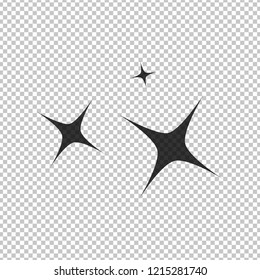 Black simple flat style light star flares  isolated on transparent background. Vector illustration