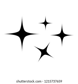 Black simple flat style light star flares  isolated on white  background. Vector illustration