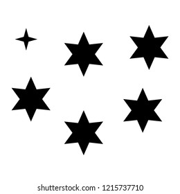 Black simple flat style light star flares  isolated on white  background. Vector illustration