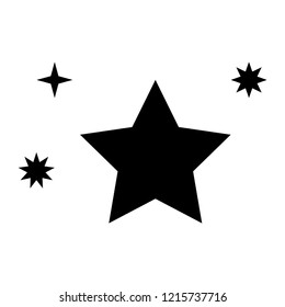 Black simple flat style light star flares  isolated on white  background. Vector illustration