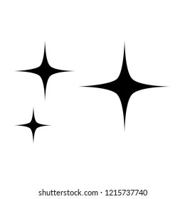Black simple flat style light star flares  isolated on white  background. Vector illustration