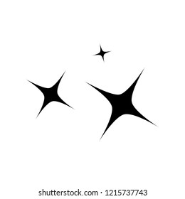 Black simple flat style light star flares  isolated on white  background. Vector illustration
