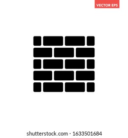 Black simple great brick wall pieces icon, simple structure pattern flat design infographic pictogram vector, app logo web button ui ux interface elements isolated on white background