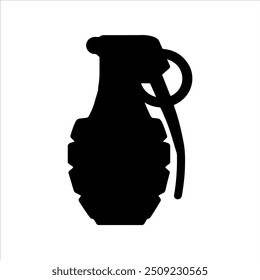 Projeto de ilustração de vetor de silhueta de granada simples preto sobre fundo branco.