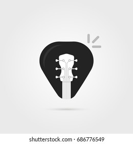 black simple guitar pick icon. abstract flat style trend modern logotype graphic art design isolated on background. concept of little plectrum for guitarist or badge for online music shop