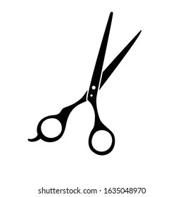 Black simple hairdresser scissors on white, editable vector image, cute logo element