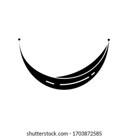 Black simple hammock icon isolated on white background. Relax fun. Indoor swing. Sun bathing. Vector illustration for web design.