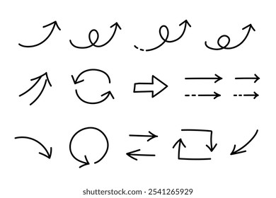 Black simple hand drawn arrow set vector