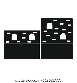 Black simple icon of an ancient stone wall protecting a medieval city