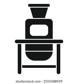 Black simple icon of a bioreactor used in a modern laboratory for developing new drugs and vaccines