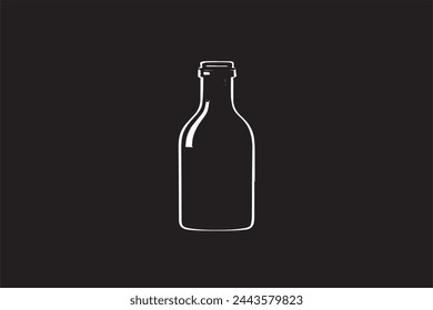 black simple icon of bottle on white background vector image