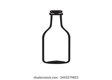 black simple icon of bottle on white background vector image