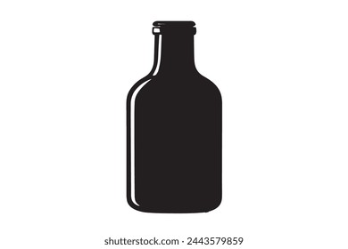 black simple icon of bottle on white background vector image