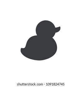 Black simple icon of cute duckling. Design template