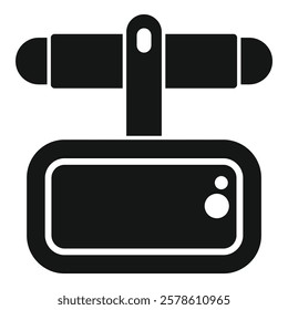 Black simple icon of a dashcam recording traffic while driving