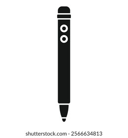 Black simple icon of modern electronic pen for tablet stylus with buttons, drawing on screen
