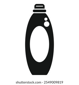 Black simple icon of a plastic bottle with dispenser pump for liquid soap, shampoo or shower gel