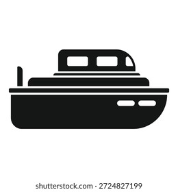 Schwarze einfache Ikone einer kleinen modernen Motoryacht für Seereisen