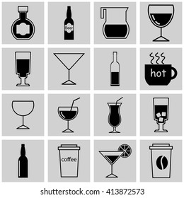 black simple icons set Restaurant