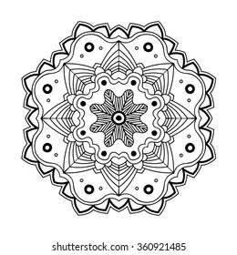 Black simple indian mandala, abstract vector illustration