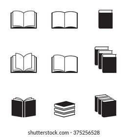 Black simple isolated books icons on white background