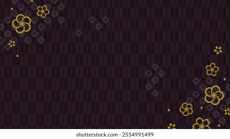 Black simple Japanese pattern background_16:9