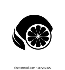 Black simple lemon fruit icon on white