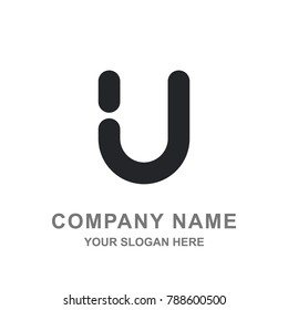 Black Simple Letter U Logo Vector