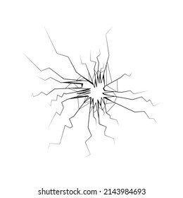 Vidrio roto de línea simple negra, grietas, elementos de contorno de Doodle destrozado Estilo de diseño de vectores Sketch de plantilla Isolación Destrucción de ilustración, dañado