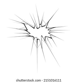 Black Simple Line Broken Glass,  Cracks, Shattered Doodle Outline Element Vector Design Style Template Sketch Isolated Illustration Destruction, Damaged