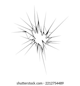 Vidrio roto de línea simple negra, grietas, elementos de contorno de Doodle destrozado Estilo de diseño de vectores Sketch de plantilla Isolación Destrucción de ilustración, dañado